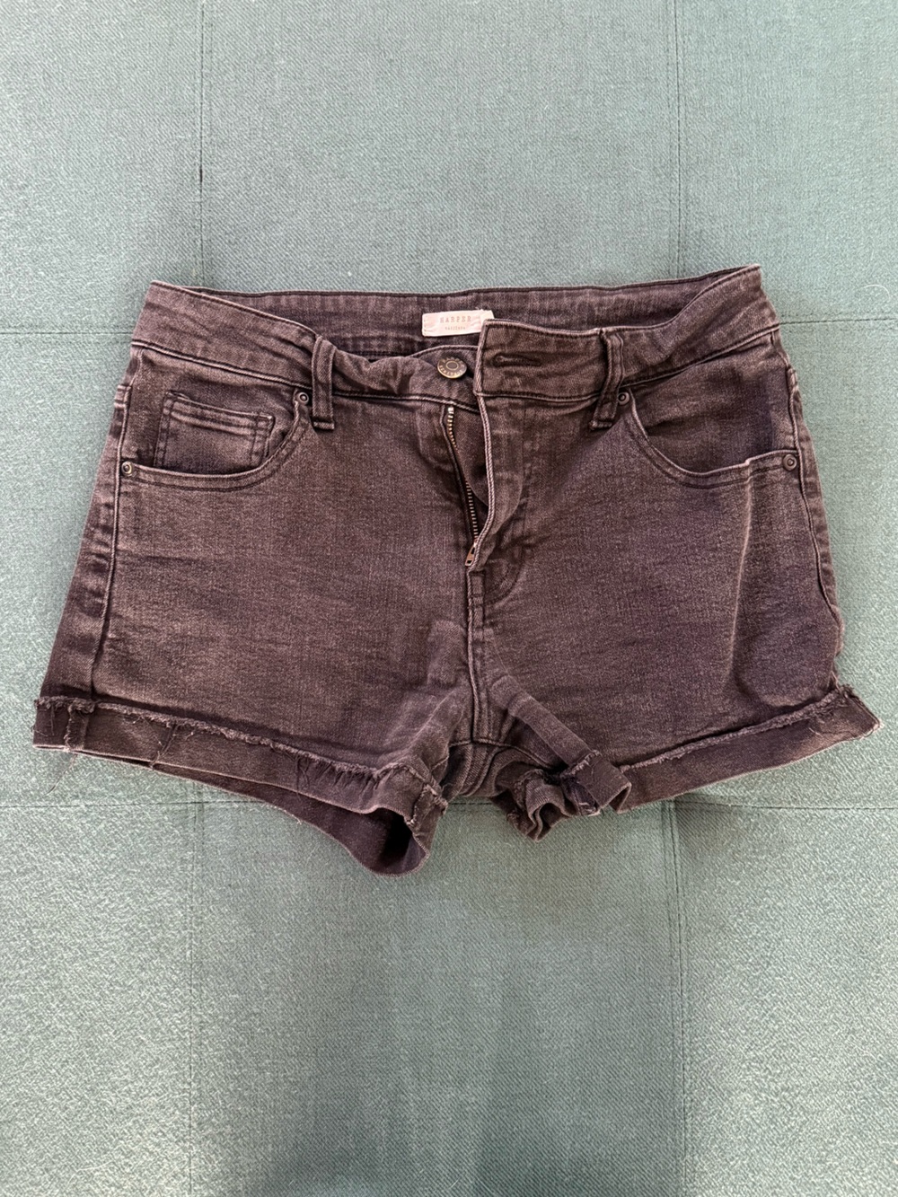 Washed Black Denim Cutoff Shorts